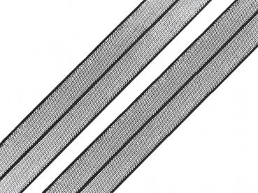 Elastisches Schrägband Polyester mit Lurex Breite 20 mm in Schwarz-Silber